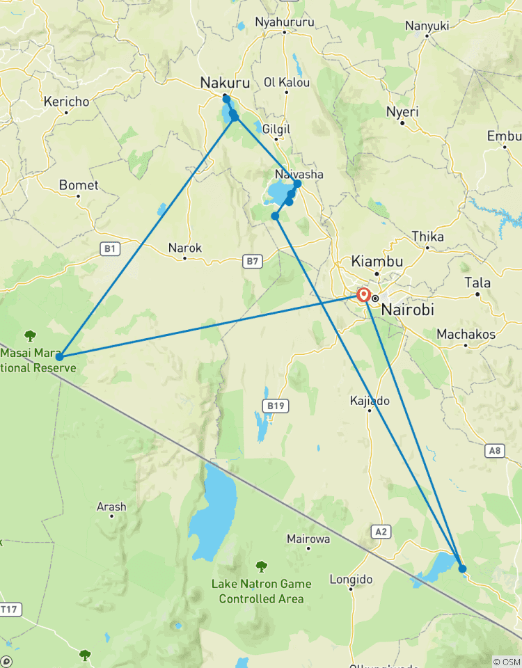 7 Tage 6 Nächte Gruppensafari in die Maasai Mara, Lake Nakuru, Naivasha und Amboseli Parks Rundreise