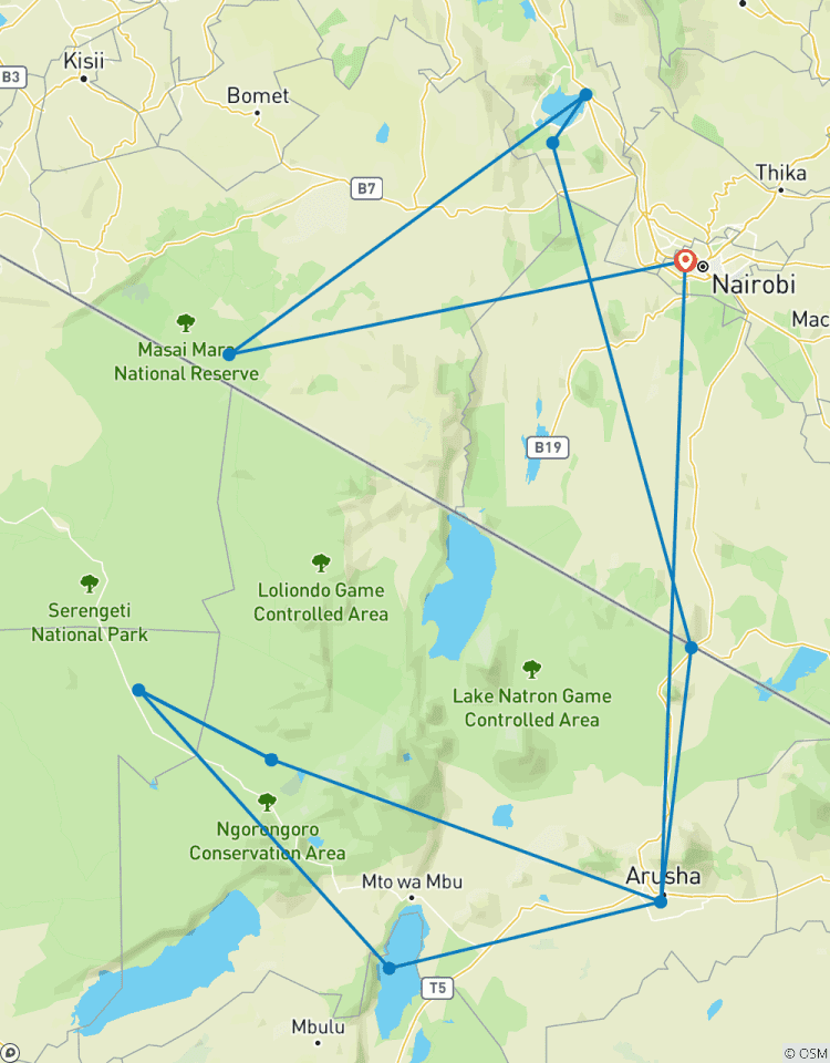 9 Tage, 8 Nächte Kenia und Tansania Budget Gruppen Camping Safari Paket Rundreise