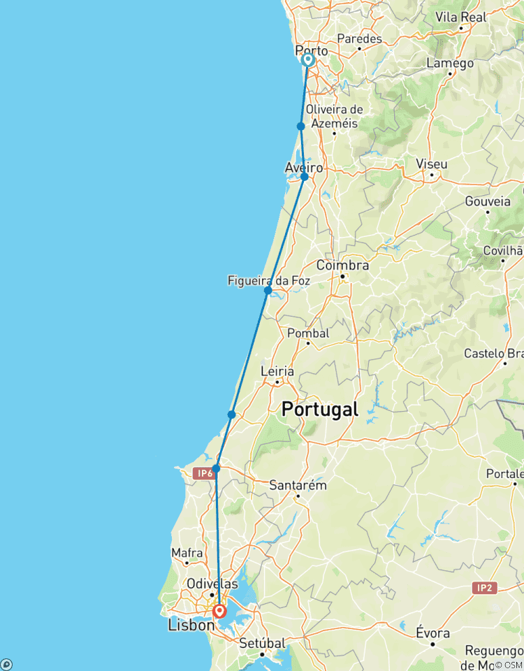 Porto to Lisbon self-guided bike tour Tour