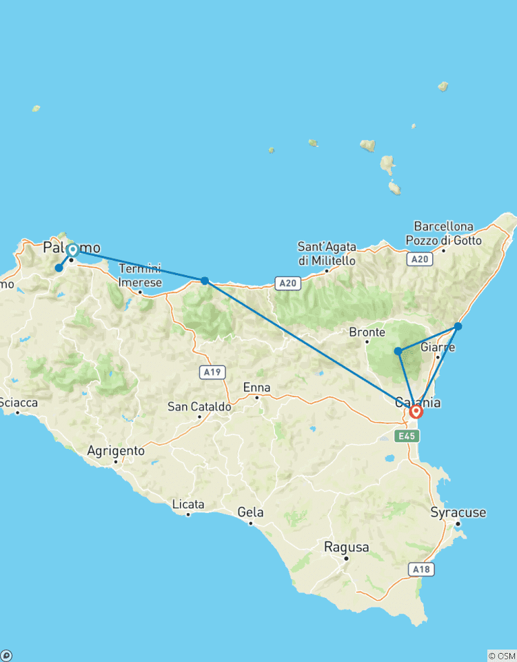 Circuito Mini circuito de Sicilia de Palermo a Catania
