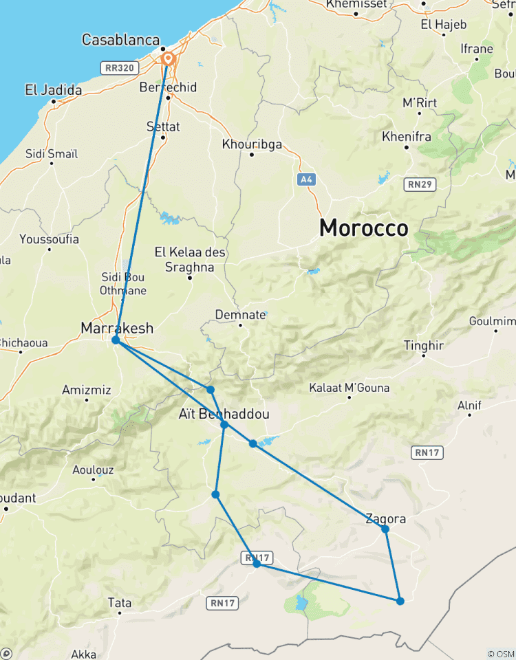 4-daagse tocht van Casablanca naar Erg Chigaga Sahara-woestijn-rondreis