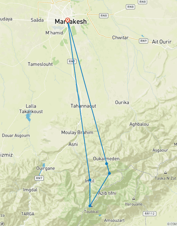 Besteigung des Mount Toubkal und Wanderung durch die Berberdörfer - 4 Tage ab Marrakech Rundreise