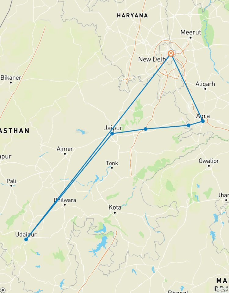 Circuito Triángulo de oro con Udaipur - Delhi - Agra - Jaipur - Udaipur 7 noches / 8 días