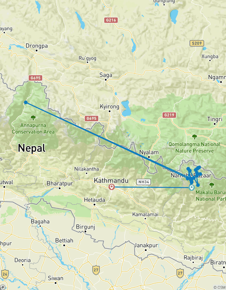 Circuito 16 días de excursionismo por los Dos Pasos del Everest