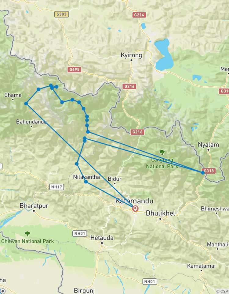 Circuito Excursionismo de 12 días por el circuito del Manaslu