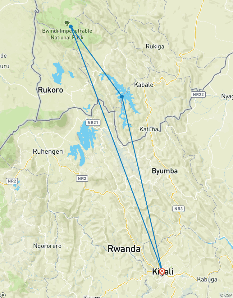 Faites l\'expérience du trekking des gorilles en Ouganda depuis Kigali (Exclusivement privé) circuit