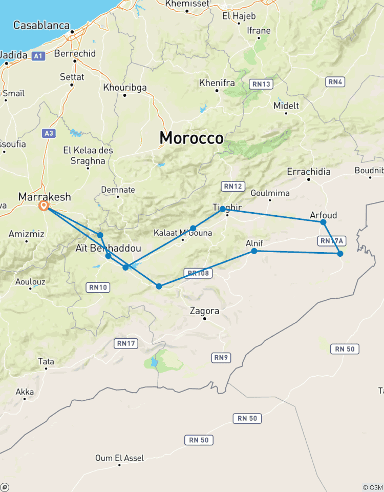Privatreise 4Tage Sahara-Wüsten ab Marrakesch Rundreise