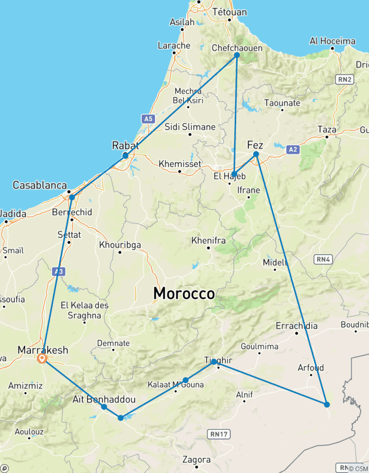 Wüste Fes und Chefchaouen Privatreise ab Marrakesch 7 Tage Rundreise