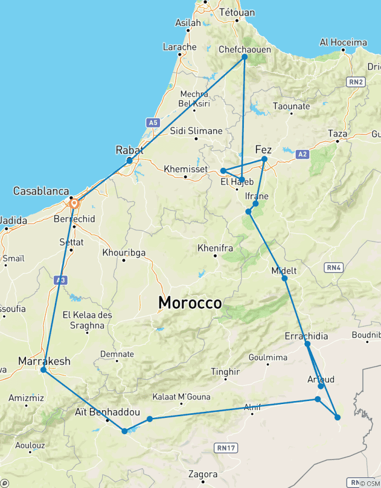 Privatreise ab Casablanca, Kaiserstädte und Wüste 12 Tage Rundreise