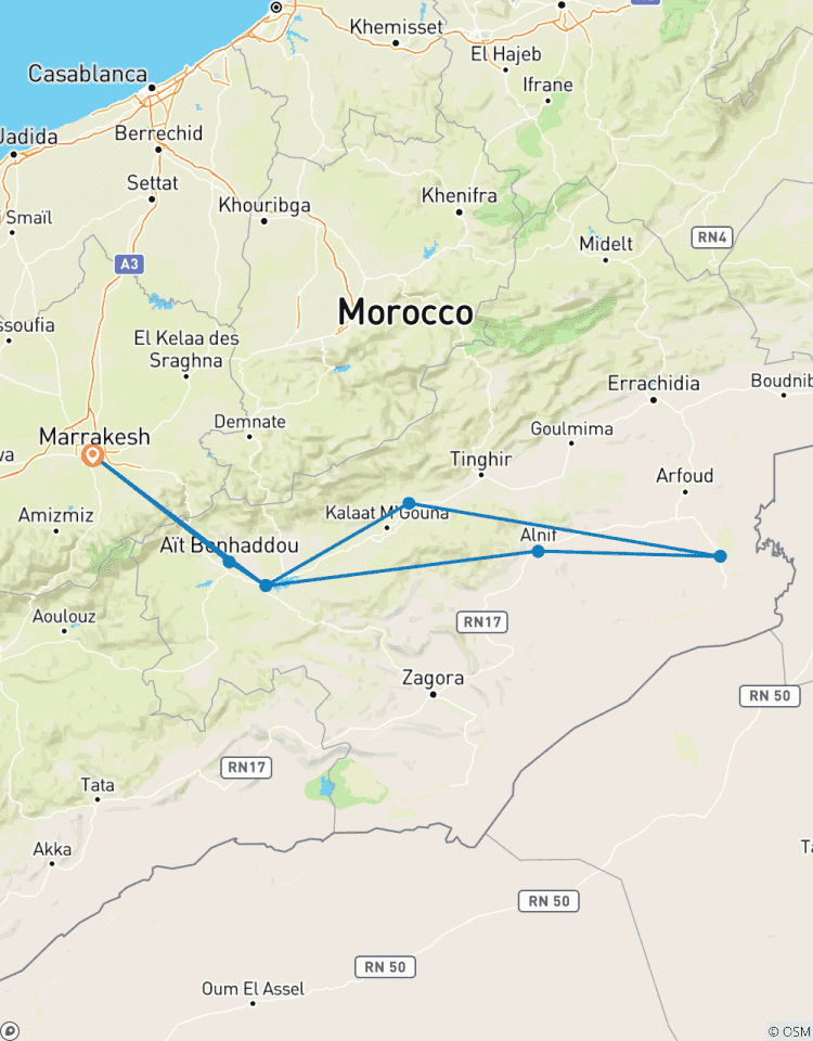 5Tage Wüsten - Sahara, Kasbahs Canyons Rundreise
