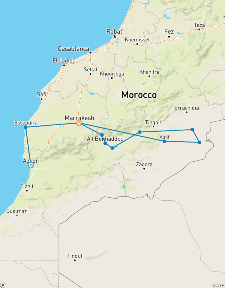 Essaouira, Marrakesch und die Wüste Sahara Privatreise ab Agadir 7 Tage Rundreise