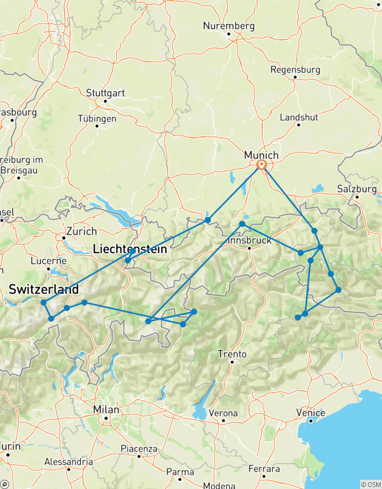 5-Länder-Grand-Alpine-Sommertour in einem Porsche: Voreingestellte Navi-Führung Rundreise