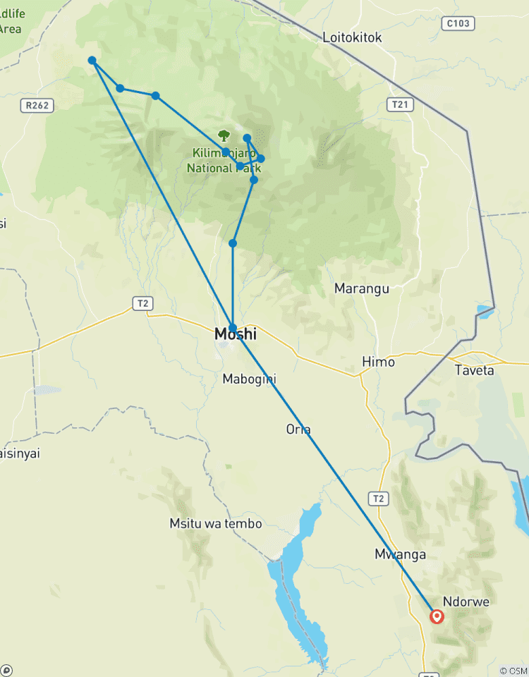 Kilimandscharo Besteigung über die Lemosho Route - 10 Tage Rundreise