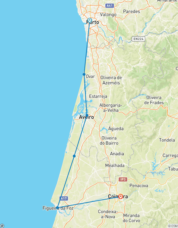 Porto to Coimbra self-guided bike tour Tour