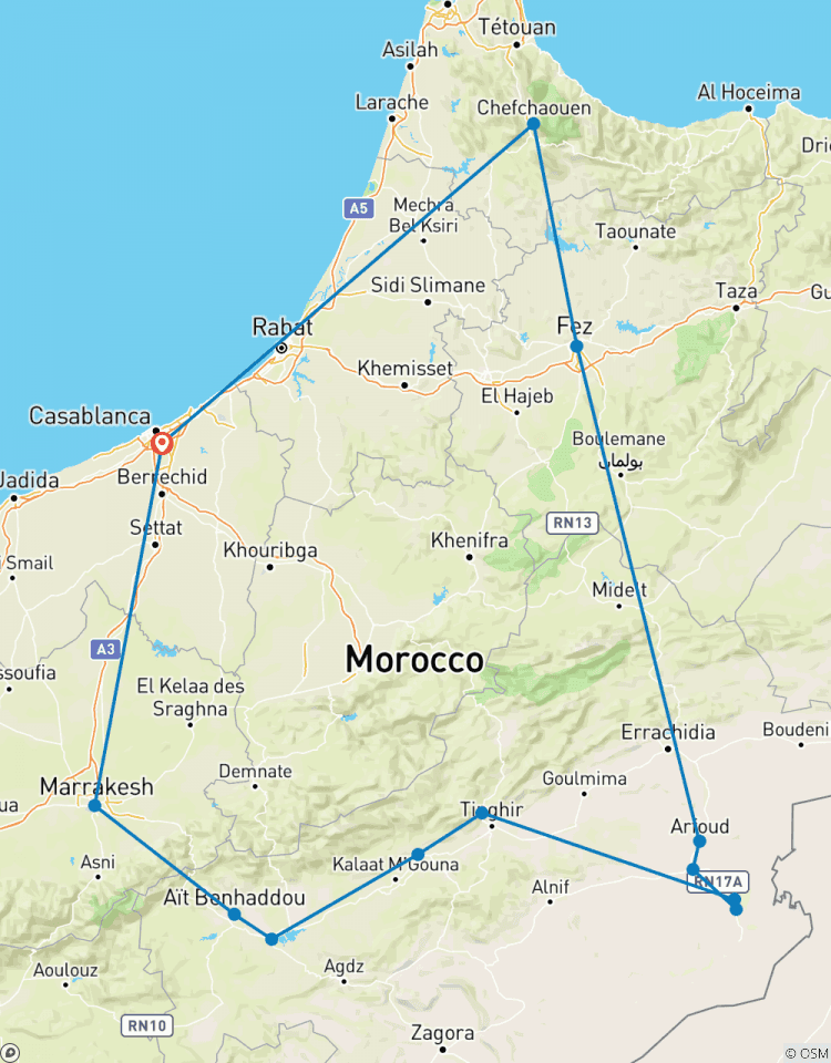 Marokko: Kaiserliche Städte, Atlasgebirge & Sahara-Wüste ab Casablanca 10 Tage Rundreise