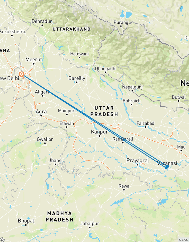 Visite de nuit de Varanasi en train à grande vitesse Vande Bharat au départ de Delhi circuit