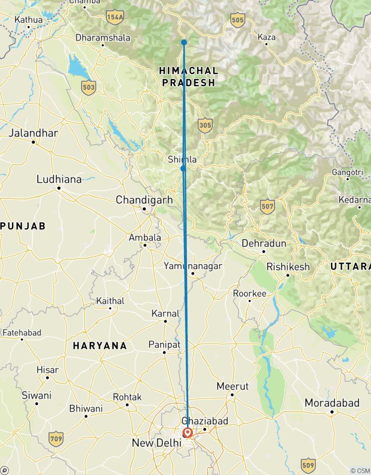 Circuit privé de 6 jours à Shimla et Manali (montagnes de l\'Himalaya) en voiture depuis New Delhi circuit