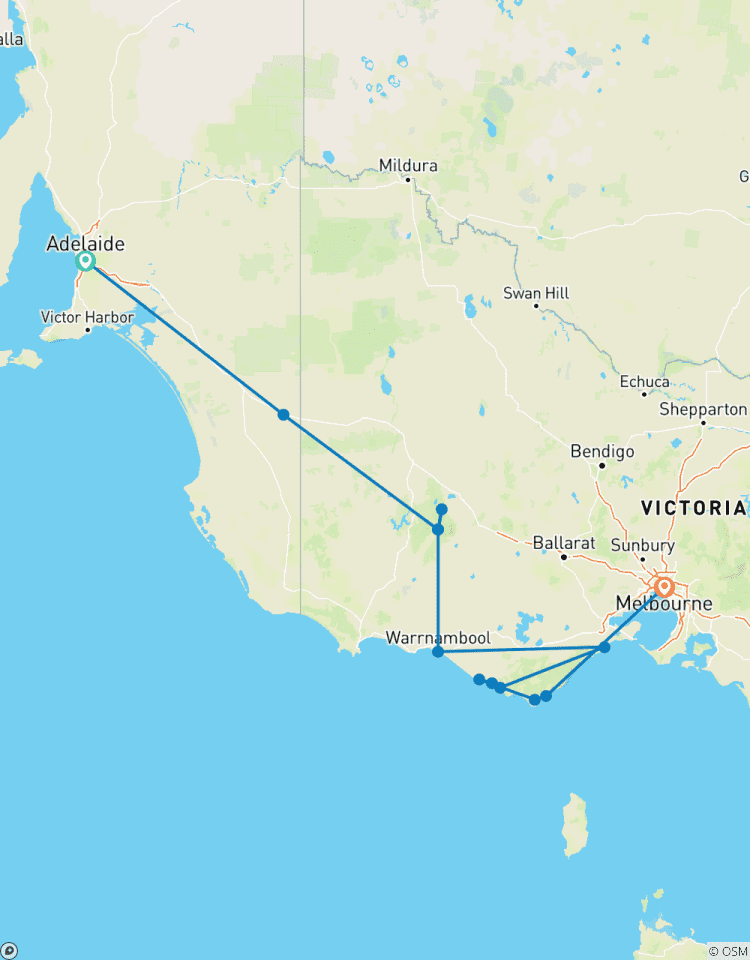 Circuito De Adelaida a Melbourne en 3 días por tierra vía Grampians y Great Ocean Road