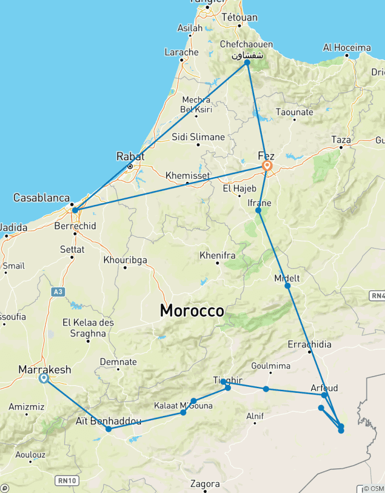 Von Marrakesch nach Merzouga - Fes - Chefchaouen (Ende Casablanca) - 7 Tage Rundreise
