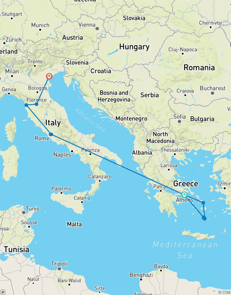 De hoogtepunten van Griekenland & Italië - zelfgeleid - 15 dagen-rondreis