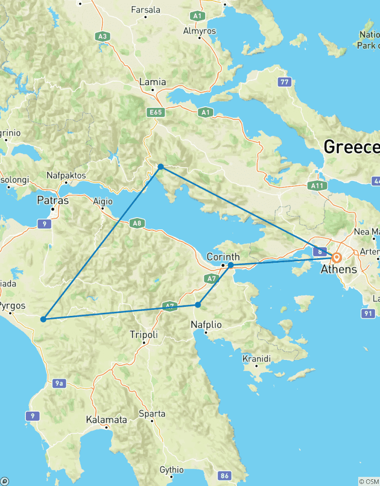 Circuit de trois jours d\'Athènes à Epidaure, Mycènes, Olympie et Delphes circuit