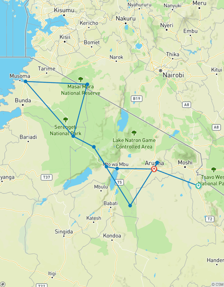 Circuito Safari de 10 días a Tanzania en la migración de los Ñus