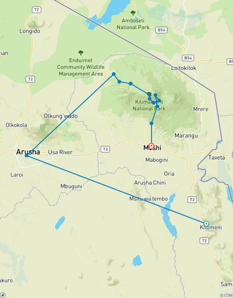 Circuito 8 días escalada Kilimanjaro ruta Lemosho