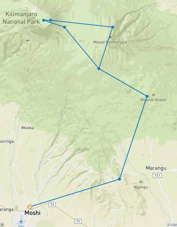 Circuito 5 días de excursión por el Kilimanjaro - ruta Marangu