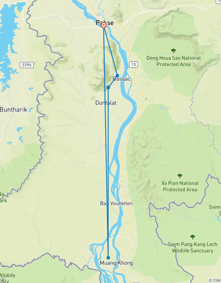 Circuito Visita turística a Wat Phou, Don Khone, Isla Khong, Escala en Pakse
