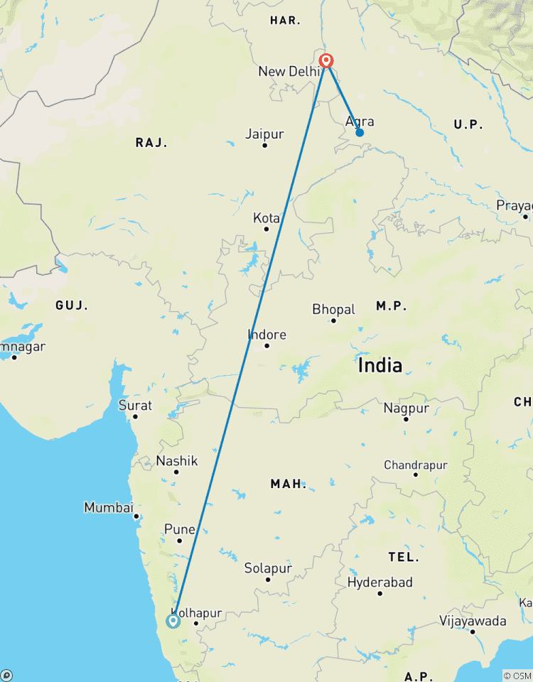 Private 2 Tage Taj Mahal ab Goa mit Flug Rundreise