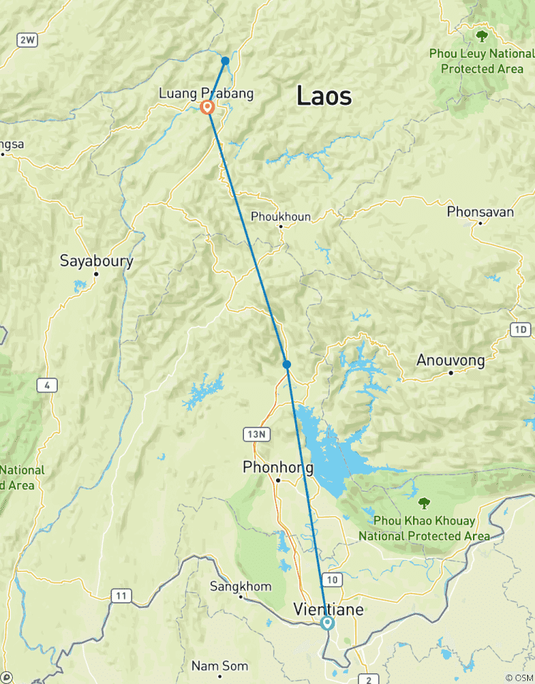 Circuito Lo más vendido circuito panorámico por Laos desde Vientiane vía Vang Vieng a Luang Prabang con Pak Ou y la Cascada de Kuangsi