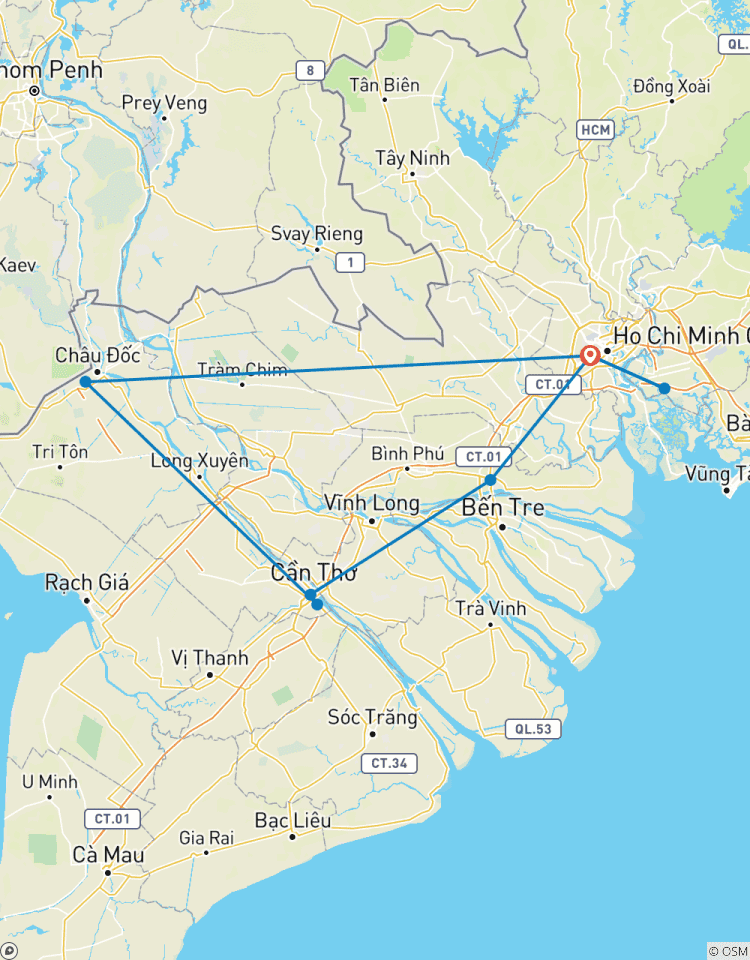 Circuito Circuito para descubrir el Delta del Mekong desde Saigón a My Tho, Ben Tre, Can Tho y Chau Doc