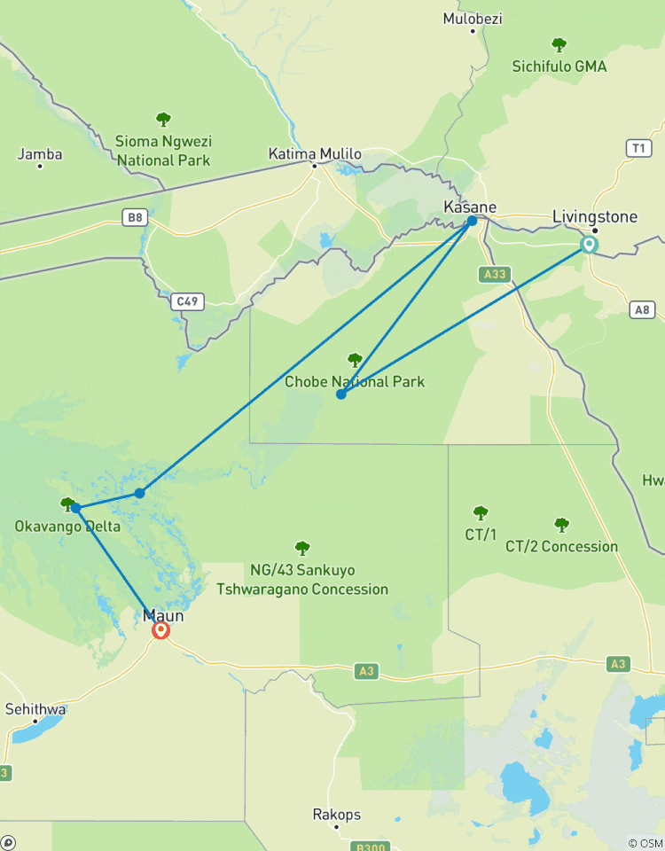 Victoriafälle, Chobe & Delta - 8 Tage Rundreise