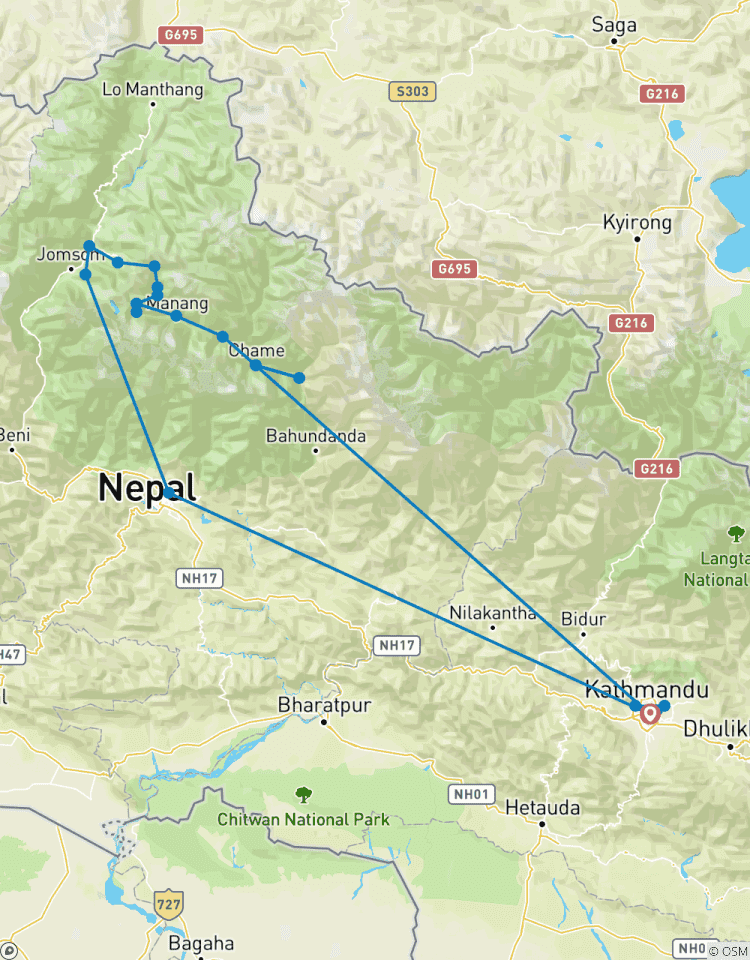 17 jours -Annapurna avec le lac Tilicho (y compris Thorung Phedi) circuit