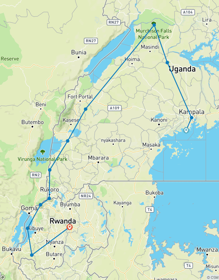 Safari de 13 jours à la découverte de l\'Ouganda et du Rwanda circuit