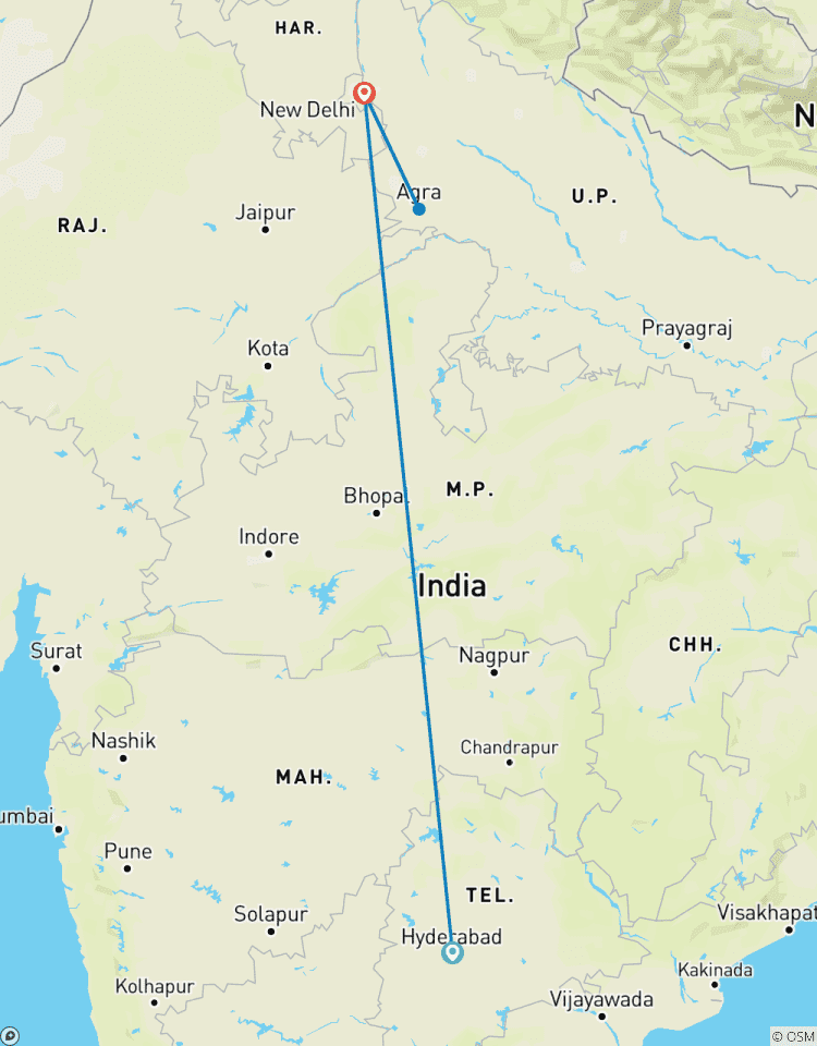 Circuito Excursión Privada de 2 Días al Taj Mahal desde Hyderabad con Vuelo
