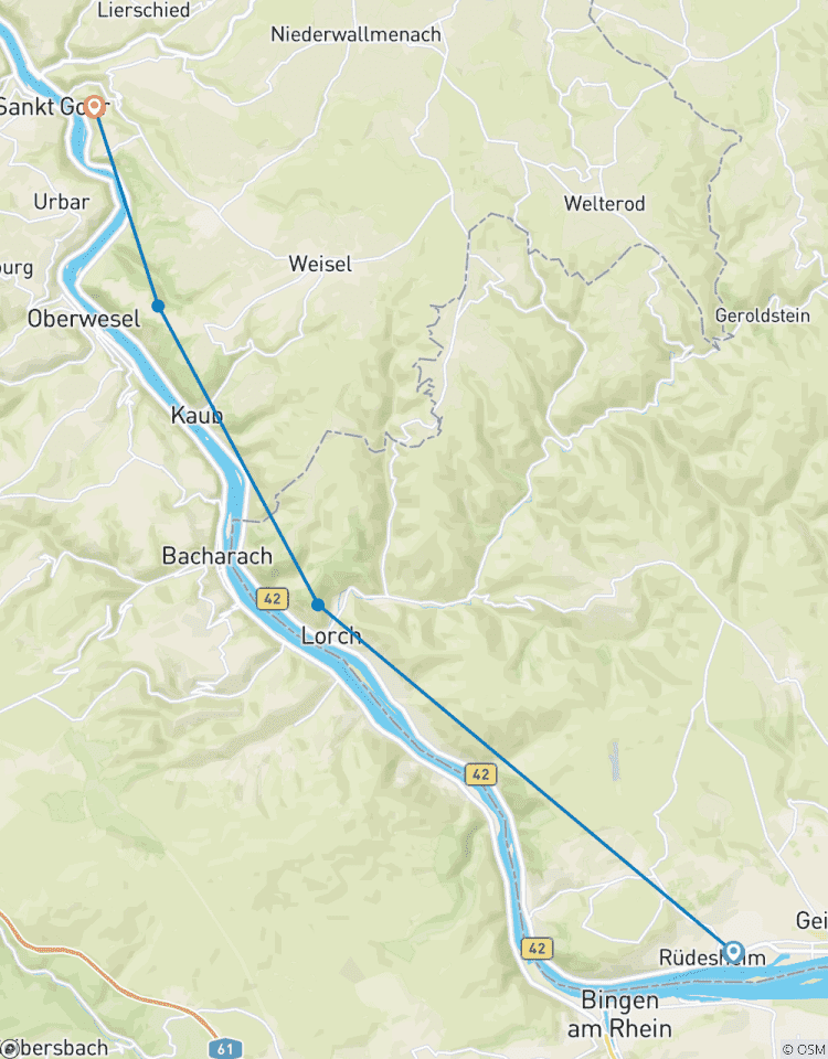 Wandelen langs de Rijn - van Rüdesheim naar St. Goarshausen-rondreis