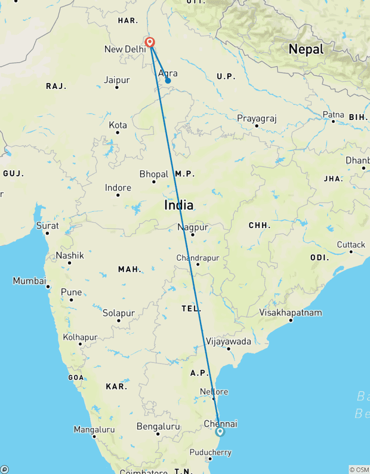 Circuito Excursión Privada de 2 Días al Taj Mahal desde Chennai con Vuelo