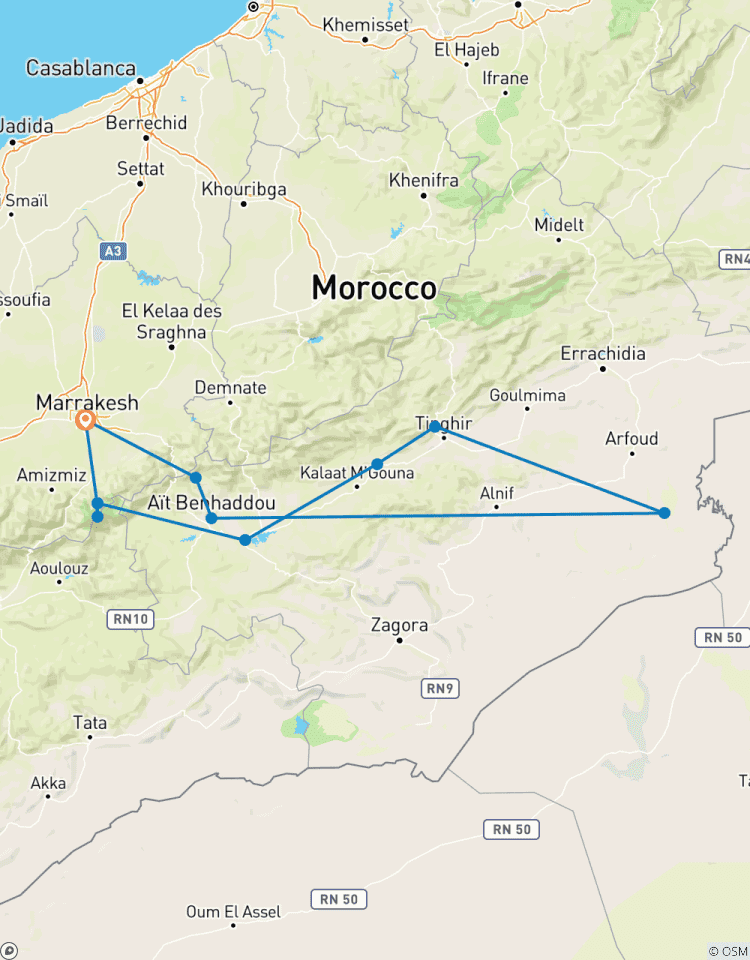 7 Days Trek from Toubkal to Erg Chebbi Tour