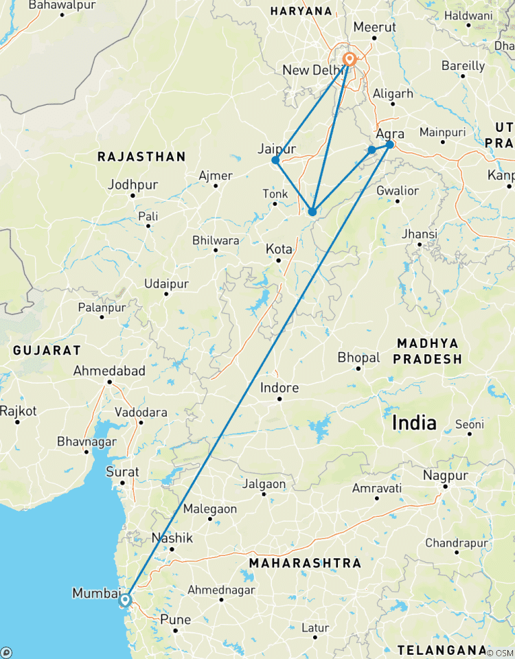 Circuito Viaje de 7 días al Triángulo de Oro con Ranthambore desde Bombay en avión