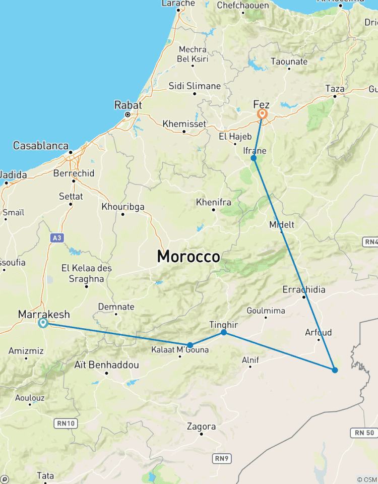 Circuit de luxe de 3 jours dans le désert du Sahara de Marrakech à Fès via Ait Ben Haddou et Merzouga circuit