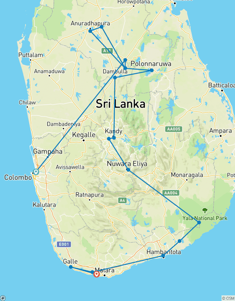 Circuito Vacaciones en familia en Sri Lanka 10 días con conductor privado, vehículo y alojamiento H/B
