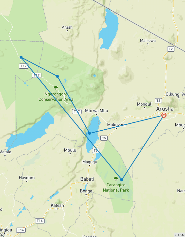 5 jours de safari en camping de moyenne gamme en Tanzanie circuit