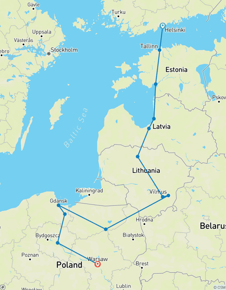 Von Helsinki nach Warschau Rundreise