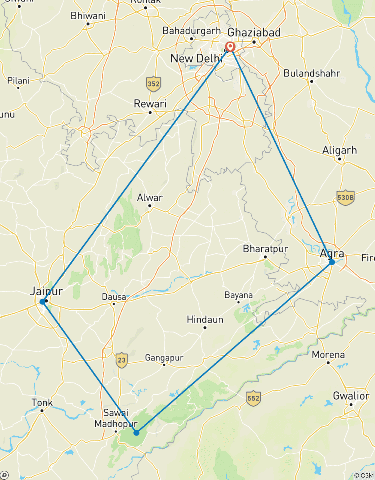 Delhi-Agra-Jaipur + Ranthambore Tiger Safari : Circuit privé de 5 jours dans le Triangle d\'Or circuit