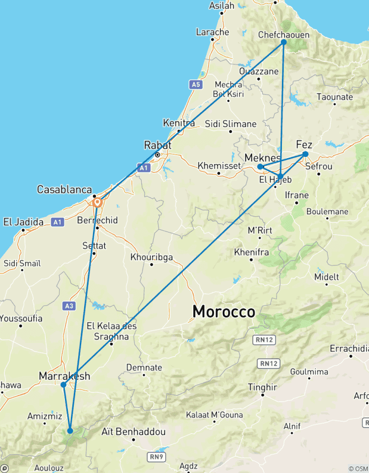 Circuito Casablanca, Chefchaouen, Volubilis, Meknes, Fez, Marrakech, Alto Atlas 10 días