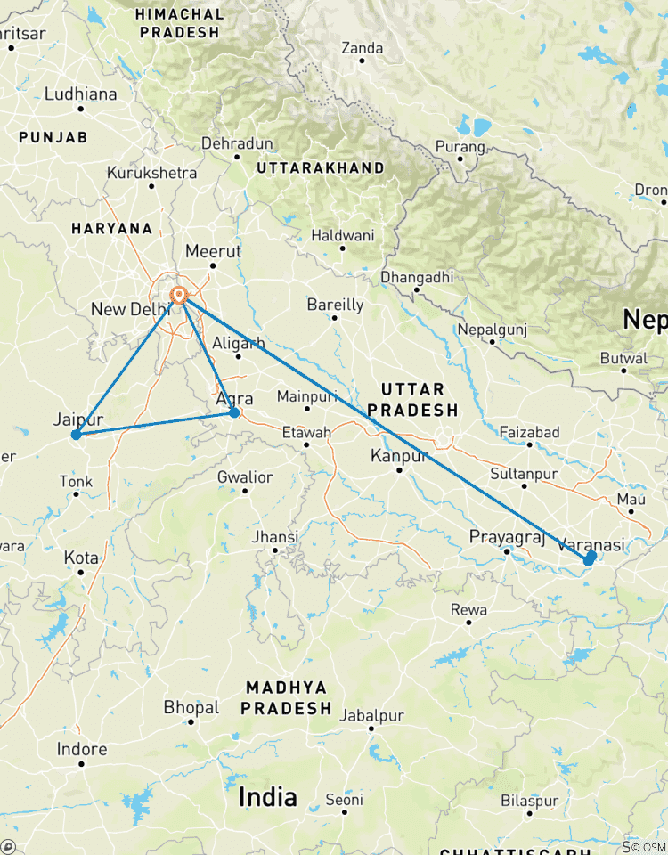 6 Tage Goldenes Dreieck mit Varanasi und Taj Mahal Sonnenaufgang Rundreise