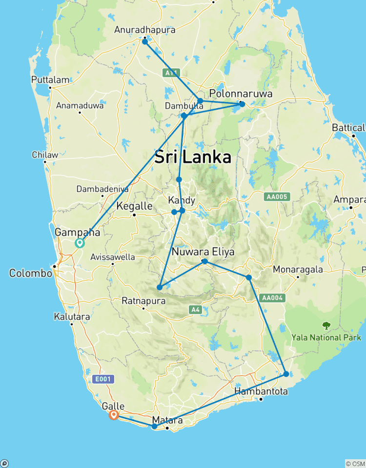 Circuito Circuitos turísticos por Sri Lanka 13 días, 12 noches con conductor privado, vehículo y alojamiento H/B