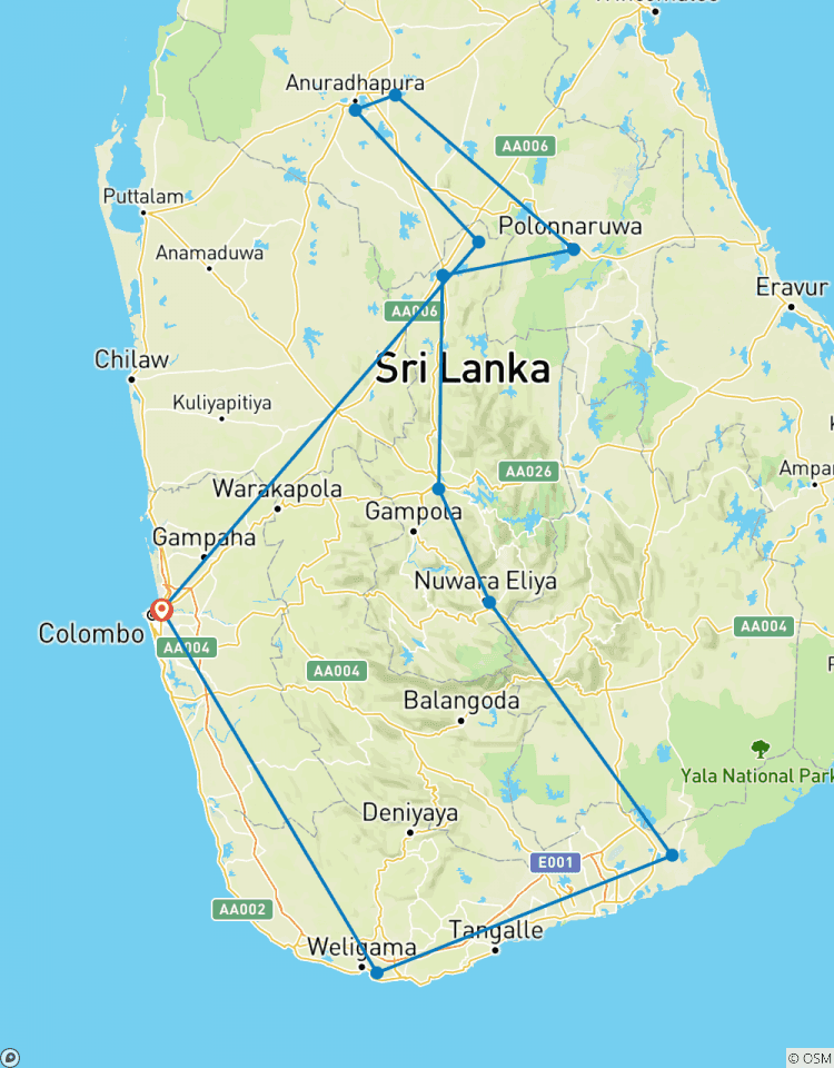 Circuito Sri Lanka experience circuitos - 10 días con conductor privado, vehículo y alojamiento H/B