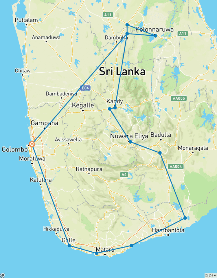 Circuito Viajes económicos a Sri Lanka - 8 días, 7 noches con conductor privado, vehículo y alojamiento H/B